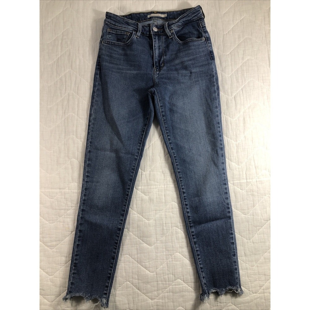 Levi's 721 High Rise Skinny Ankle Women 27 Blue Raw Hem Jeans 22850-0033